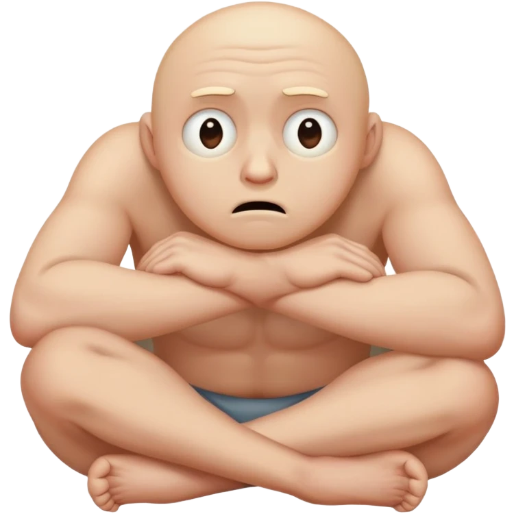 Scared human sitting curled up on himself emoji