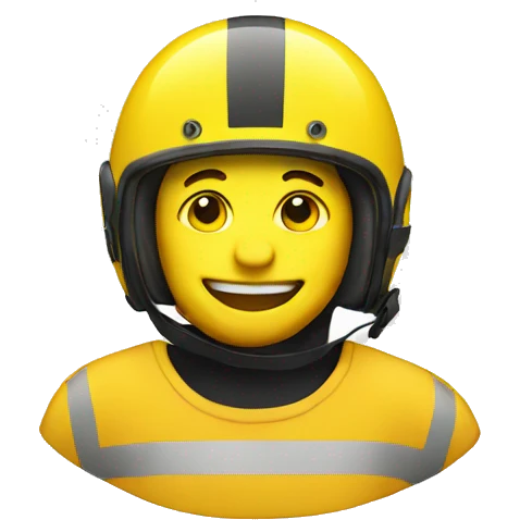 yellow happy emoji with helmet emoji