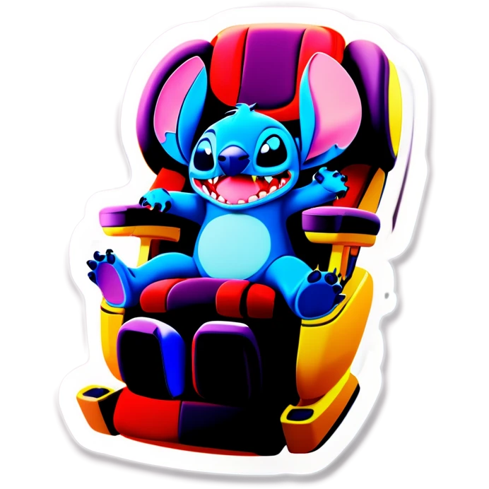 Stitch stand in a massage chair  emoji