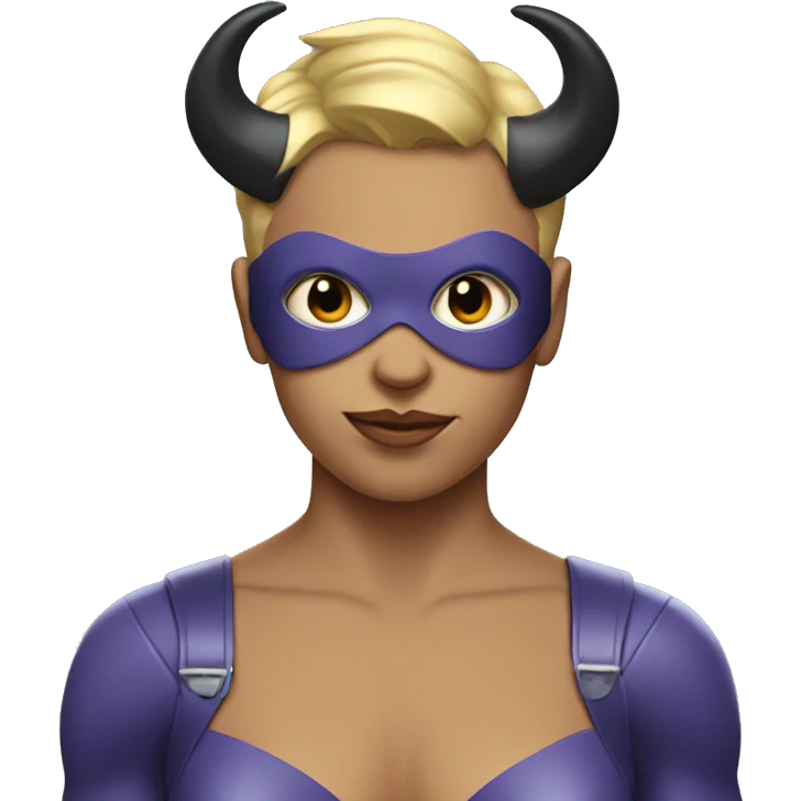 rainy day superhero in bodysuit with horns emoji