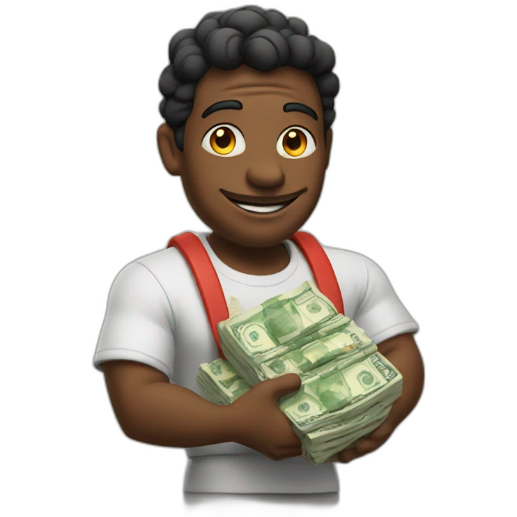 genie holding the big stack of money emoji