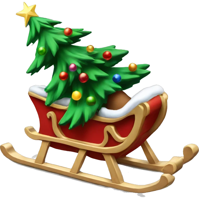 Christmas tree on a sled  emoji