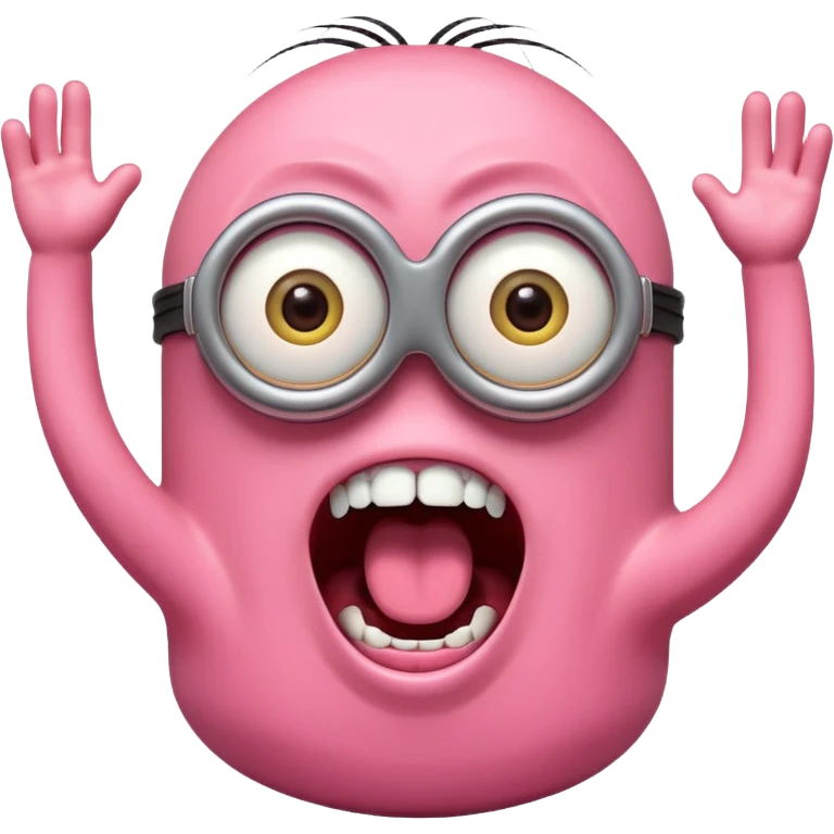 A pink screaming minion emoji