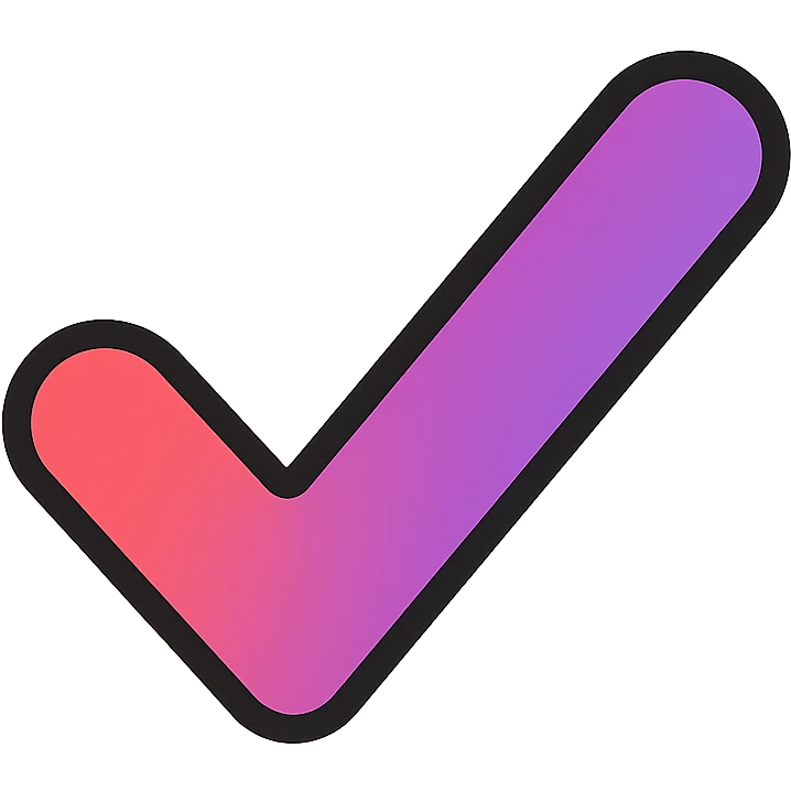 checkmark with red to violet gradient, color icon style emoji