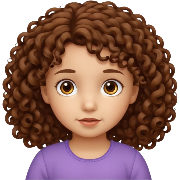 3yr old girl curly brown hair brown eyes emoji