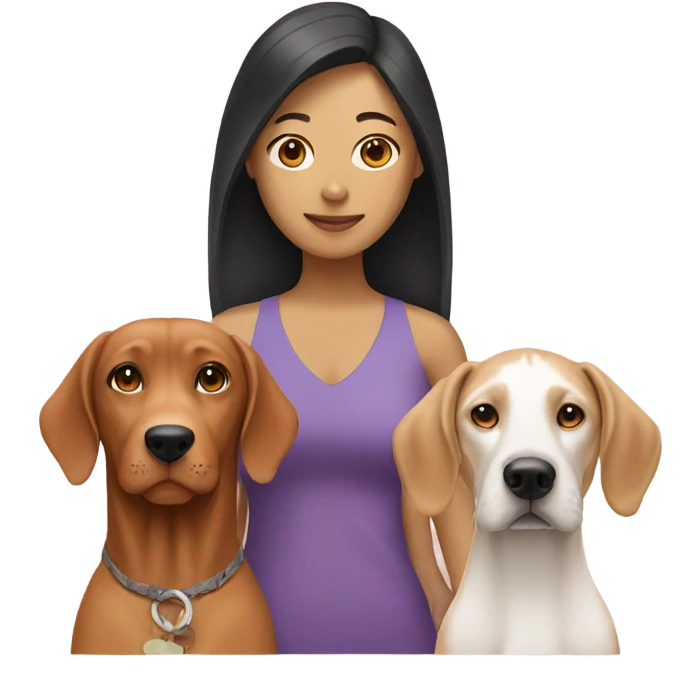 Asian women and white man and vizsla  emoji