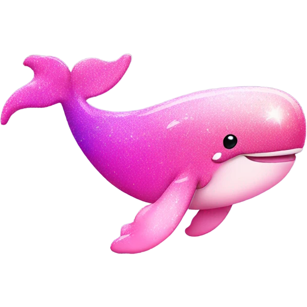 Pink ombre full body whale with glitter & water emoji