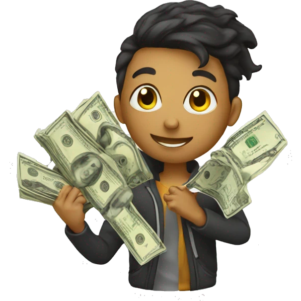 A student and money emoji