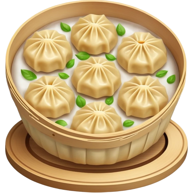 Chinese dumplings, steaming hot with pleated edges, traditional food, emoji style emoji