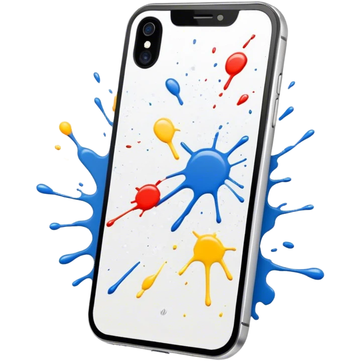 white paint splatter on phone  emoji