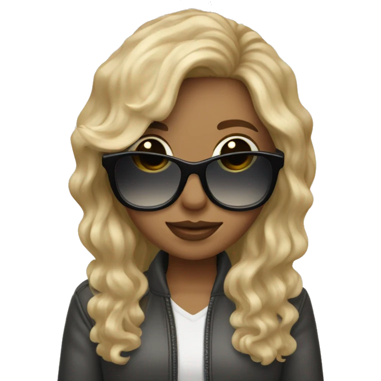 Wavy Dirty blonde hair girl with white sunglasses and a white Stanley  emoji