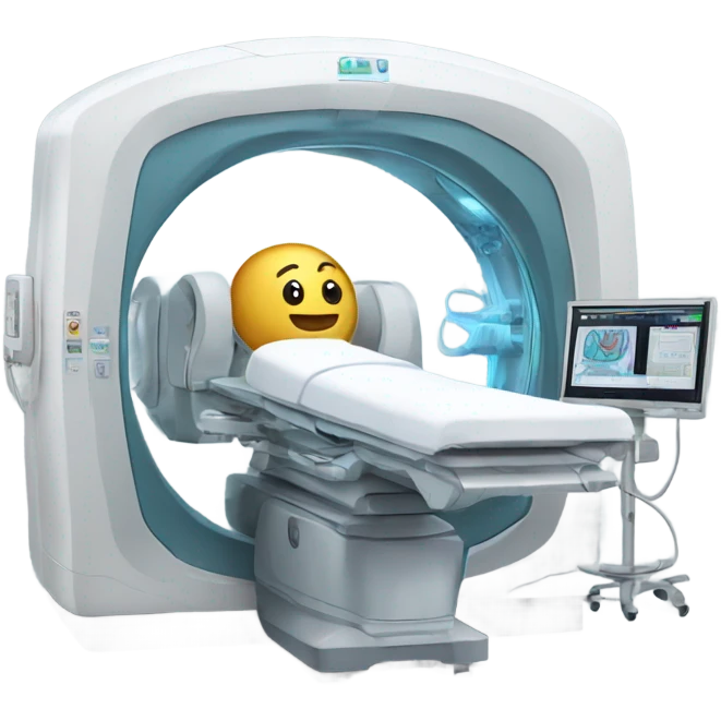 MRI machine with a face arms and legs  emoji