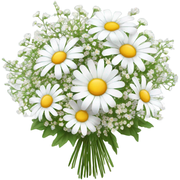 daisy and babies breath bouquet  emoji
