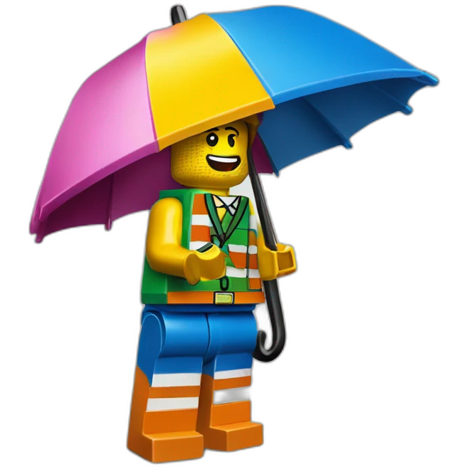 Paraguas muchos colores lego emoji
