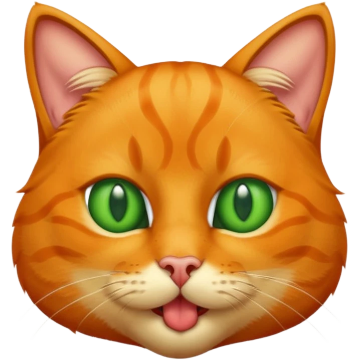 um gato laranja curioso mostrando a lingua emoji