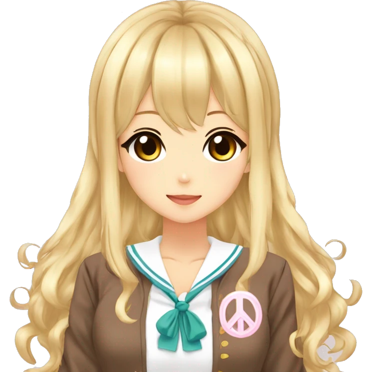 gyaru, kogal, kogyaru, school uniform, blonde hair, tan, tan skin, gyaru v, peace sign, v sign emoji