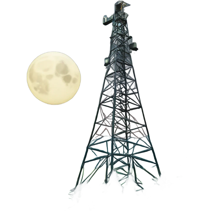 Pine trees oil derrick moon sky emoji
