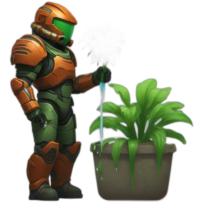 Doom slayer watering plants emoji