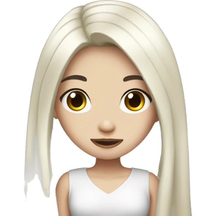 Pale girl with long black hair inlove emoji