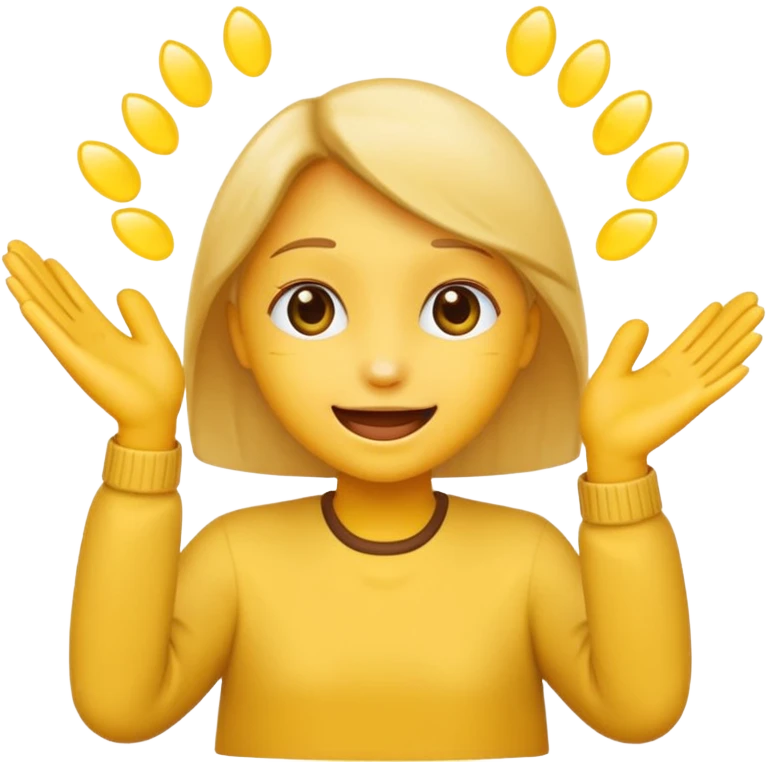 Face with person giving themselves a high five. use the standard yellow emoji with hands should be touching with visual showing a clap emoji