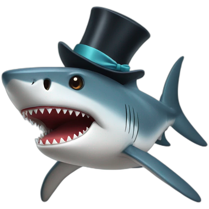 Shark with a top hat emoji
