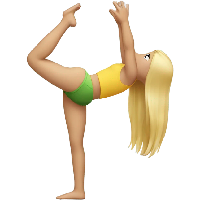 A blond girl who is doing a handstand emoji