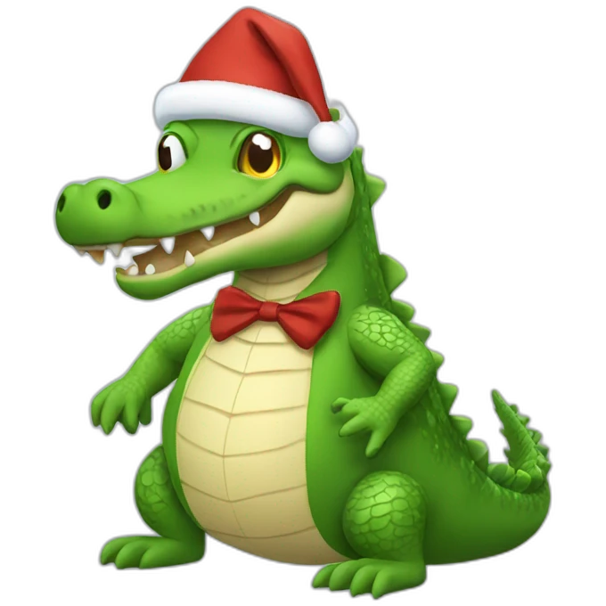 Crocodile Santa emoji