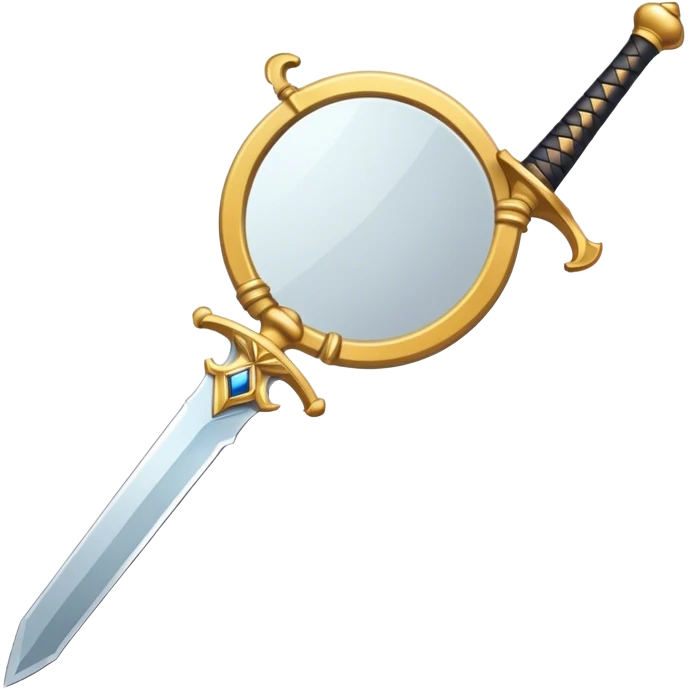 the sword on the floor and a mirror represents self-awareness and acceptance emoji