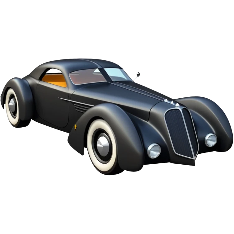  the animated series aerodynamic futuristic Batmobile loosely based on 1936 cord 812 (flat long straight faceted mechanical body) stealthy street hot rod  emoji