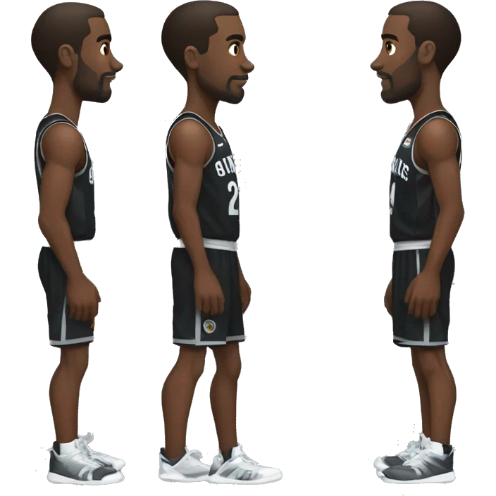 Basketball player in black jersey and black shorts with a a black leg sleeve that covers his entire left leg emoji