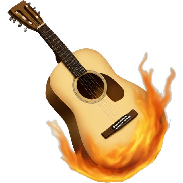 beige acoustic guitar burning emoji