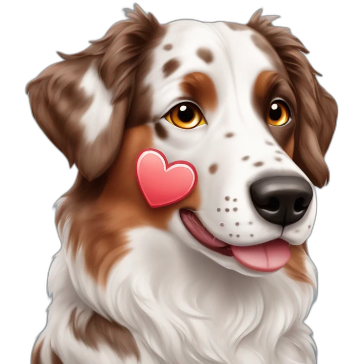 Red merle Australian Shepherd and dalmatian in Love emoji