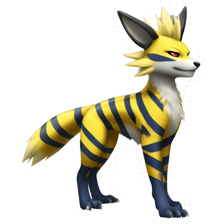 Zeraora-Renamon full body with stripes emoji