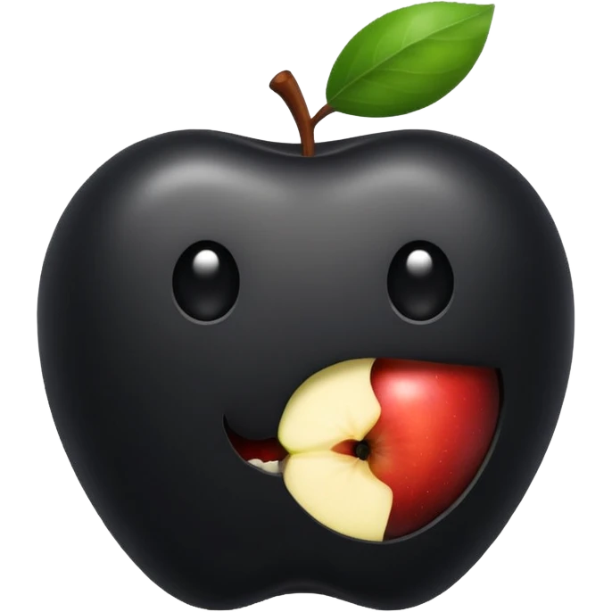 emoji of a black apple with a bite on the right emoji