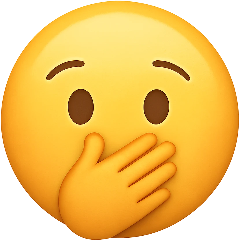 yellow face with hand over mouth emoji, digital illustration, no background emoji
