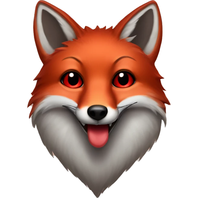 dark red fox face with tiny red heart instead of eyes emoji