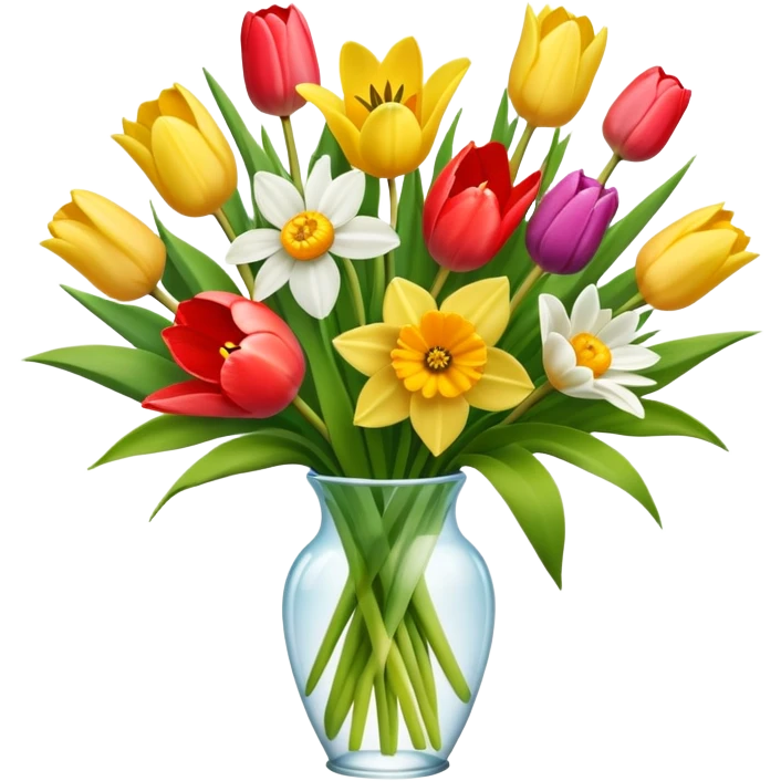 spring flower bouquet with tulips, daffodils, and daisies emoji