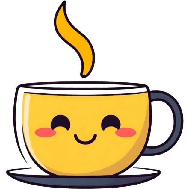 cartoon style emoji of a character sipping tea, expressive and cute emoji