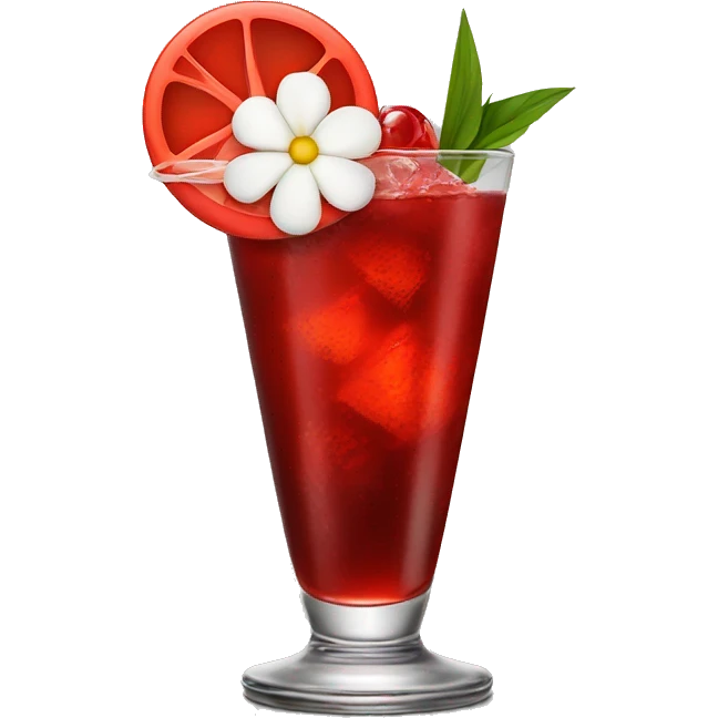 Red cocktail with white flower in it emoji
