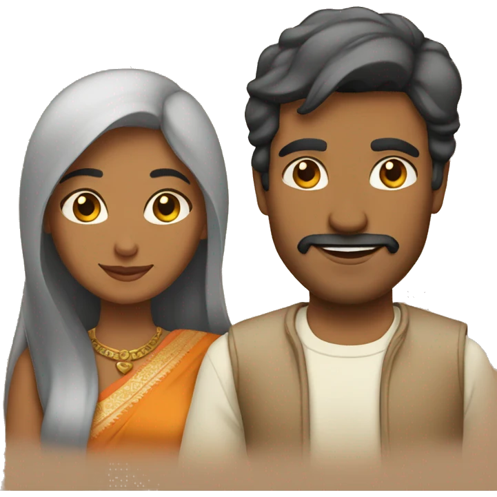 Indian woman and American man as a couple emoji