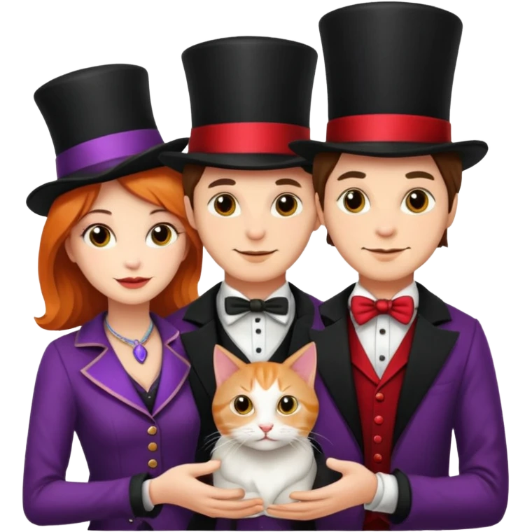 magician couple and their pet cat emoji