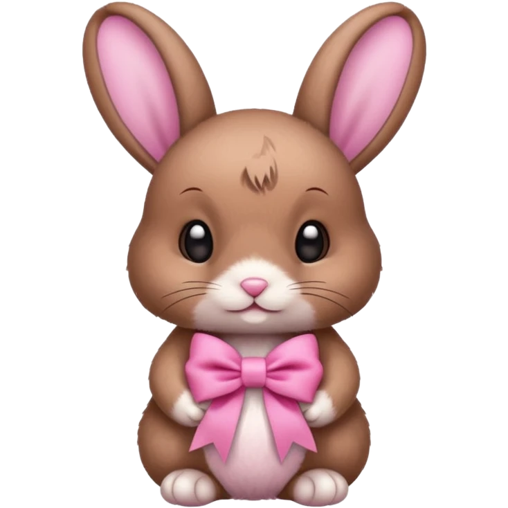 Brown baby bunny wearing pink ribbons emoji