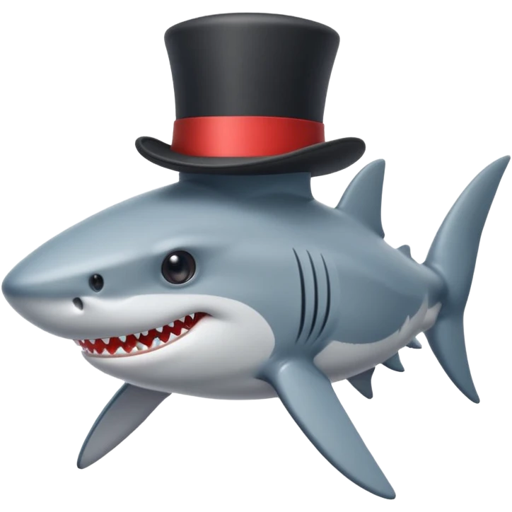 Shark with a top hat emoji