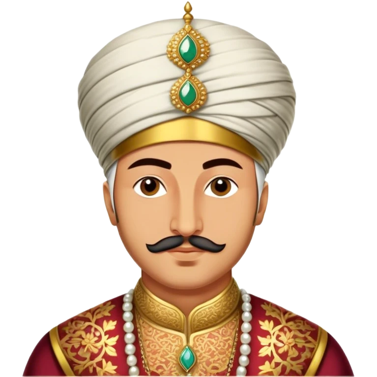 Suleiman the Magnificent – Cinematic Realistic Portrait of Suleiman the Magnificent, depicted as a regal Ottoman sultan in luxurious traditional attire with intricate patterns and a golden turban, his commanding gaze illuminated by warm, historic lighting, exuding majestic authority and timeless grandeur. emoji