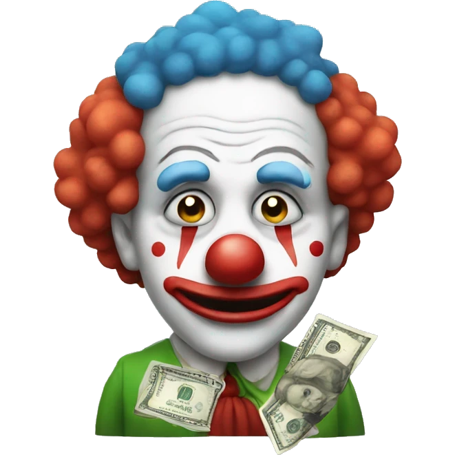 sad clown with money emoji