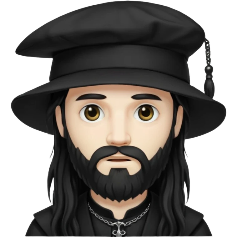 long haired bearded gothic man with hat emoji