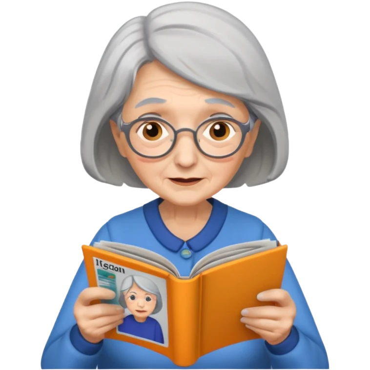 old woman, reading magazine emoji