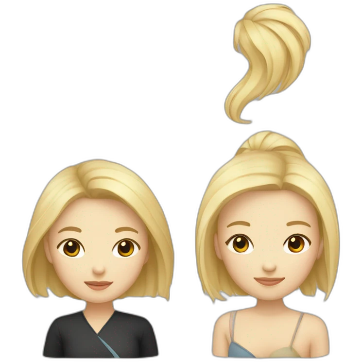 Une fille asiatique aux cheveux cour et noir et une fille blonde emoji