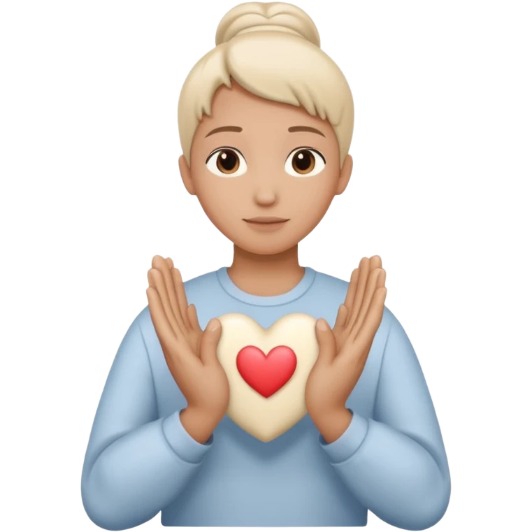 Hands joined in prayer with a cream heart emoji