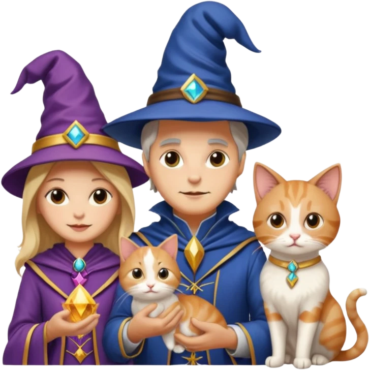 magician couple and their pet cat emoji